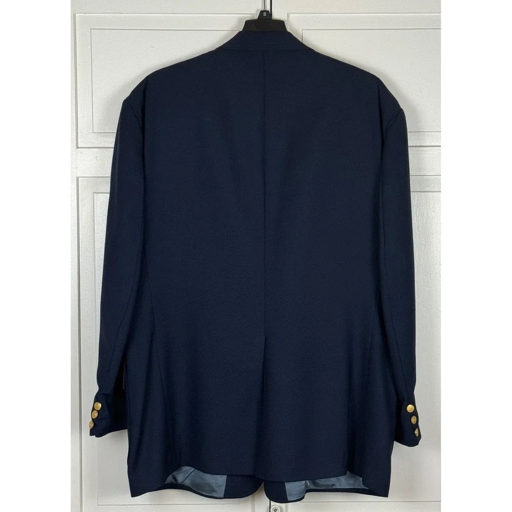 Stafford Mens Blazer 50R Wool Blend Navy Blue Gold Button Classic Professional